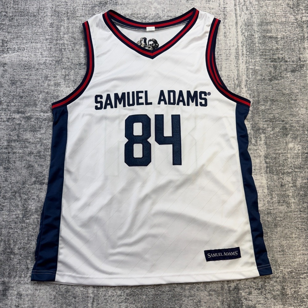 Samuel Adams Basketball Jersey Adult Large White Beer Boston Frat Party Giveaway